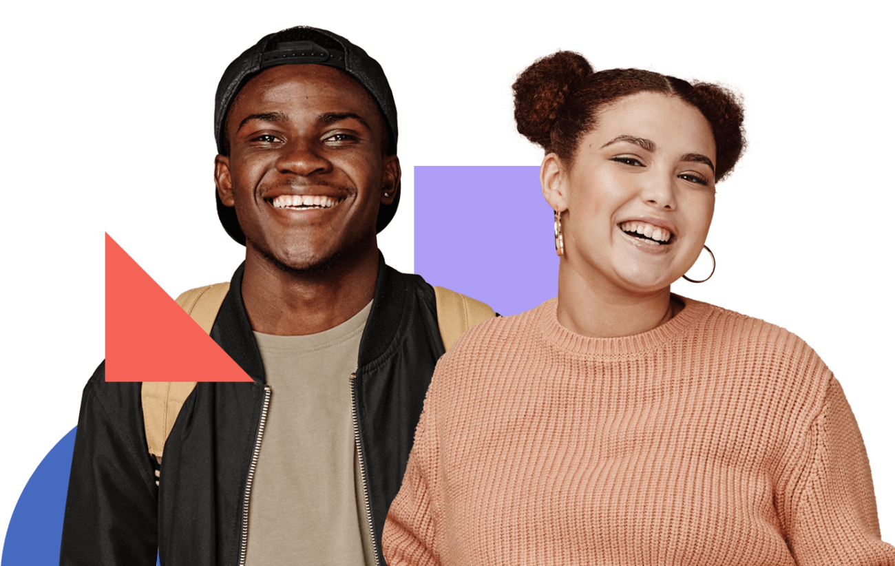 Two adolescents smile